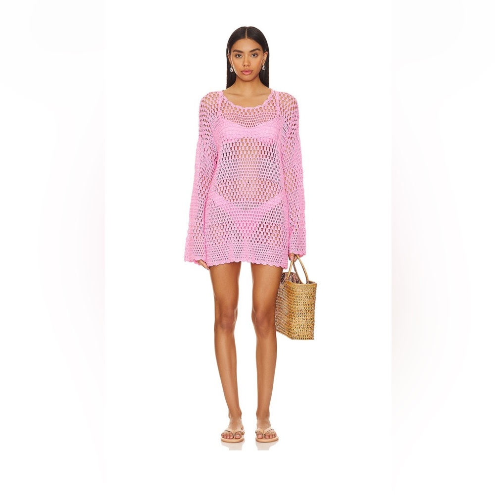 Show Me Your Mumu Paula Pullover Hot Pink Crochet Size XL